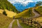 Romania, Transylvania, Carpathian Mountains. Hiking trails, fields. Art Print
